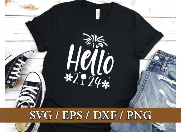 Hello 2024 New Year SVG Graphics & T-Shirt Designs