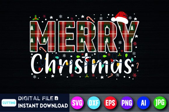 Merry Christmas Buffalo Plaid Red Santa Graphics & T-Shirt Designs