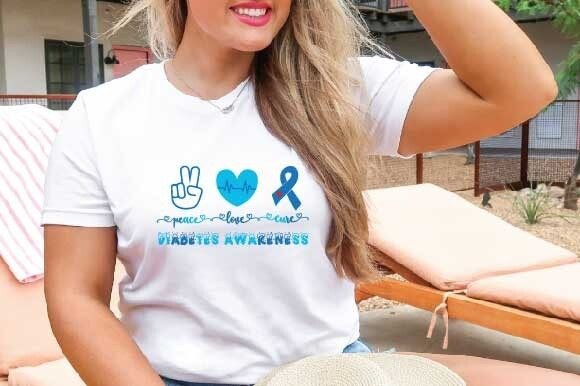 Peace Love Cure Diabetes SVG Graphics for T-Shirt Designs