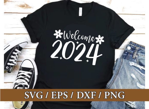 Welcome 2024, New Year Svg Designs for T-Shirts and Graphics